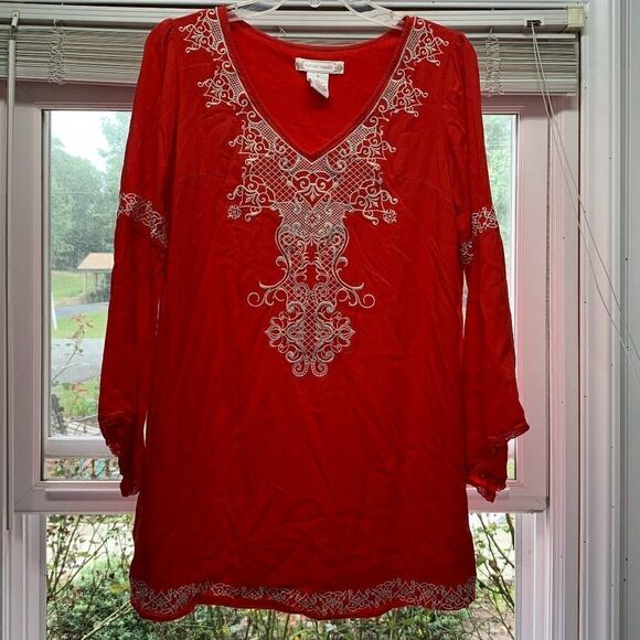 Flying Tomato Boho Bell Sleeve Dress Red Size Sm - Picture 3 of 9